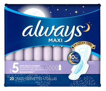 Always Extra Heavy Overnight Maxi Pads with Flexi-Wings - 20 Count Always buy supplements canada