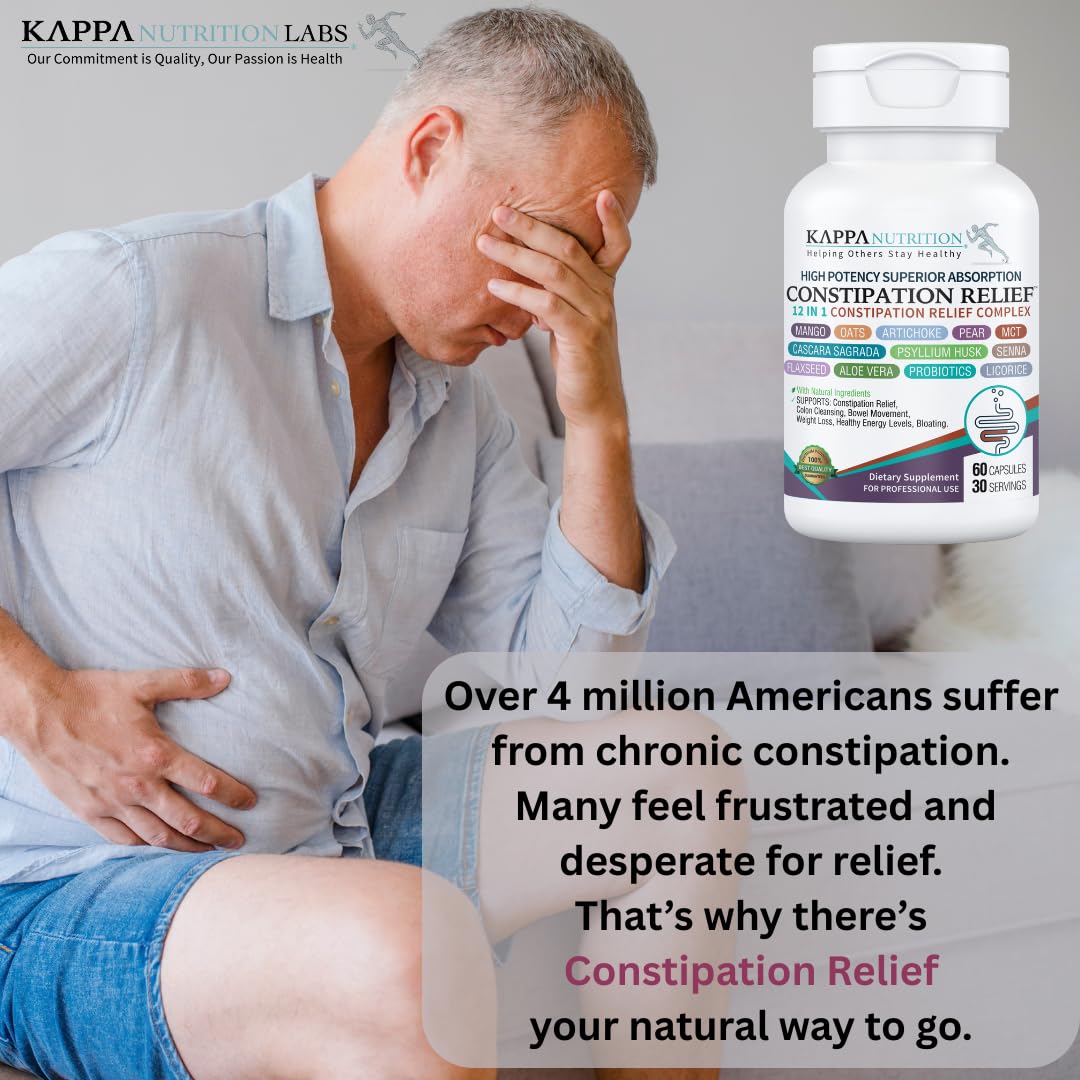KAPPA NUTRITION Constipation Relief Supplement – Gentle Colon Cleanse for Regularity & Gut Health – Non-Habit Forming Formula with Fiber, Herbs & Probiotics – Non-GMO, 60 Capsules KAPPA NUTRITION buy supplements canada