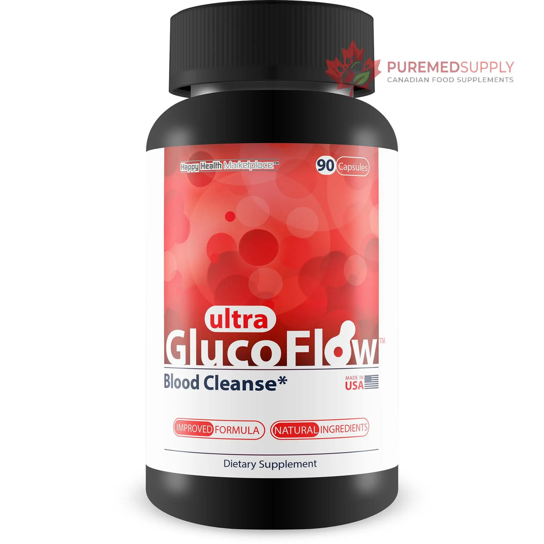 Ultra Gluco Flow - Improved Formula - Our Best Blood Cleanse Detox Cleanse Blood Support Pills - Blood Health Blood Circulation Pills Detox Cleanse Blood Gluco Bio Sweet Relief Glycogen Support Happy Health Marketplace buy supplements canada