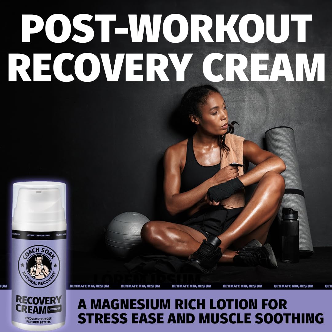 Coach Soak Magnesium Cream with MSM in Pump Bottle - Natural Recovery Cream with Magnesium Chloride & Menthol - Fast-Absorbing for Muscles & Joints, Lavender 3.4oz Coach Soak buy supplements canada