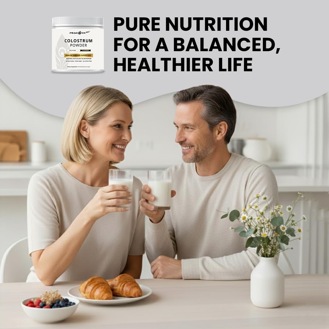 Peacock Max Colostrum Powder – 60g (30 Servings), Unflavored Bovine Colostrum Supplement, Superfood for Hair, Skin & Gut Health, Gluten-Free, Non-GMO Peacock Max buy supplements canada