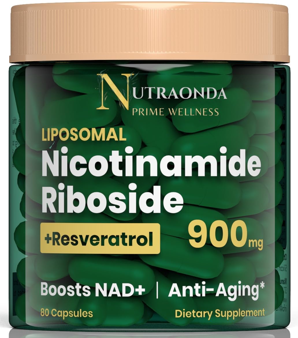 NUTRAONDA Liposomal Nicotinamide Riboside 900mg Resveratrol & Quercetin – NAD Supplement Plus for Anti Aging, Cellular Energy & Improve Health- 80 Capsules NUTRAONDA buy supplements canada