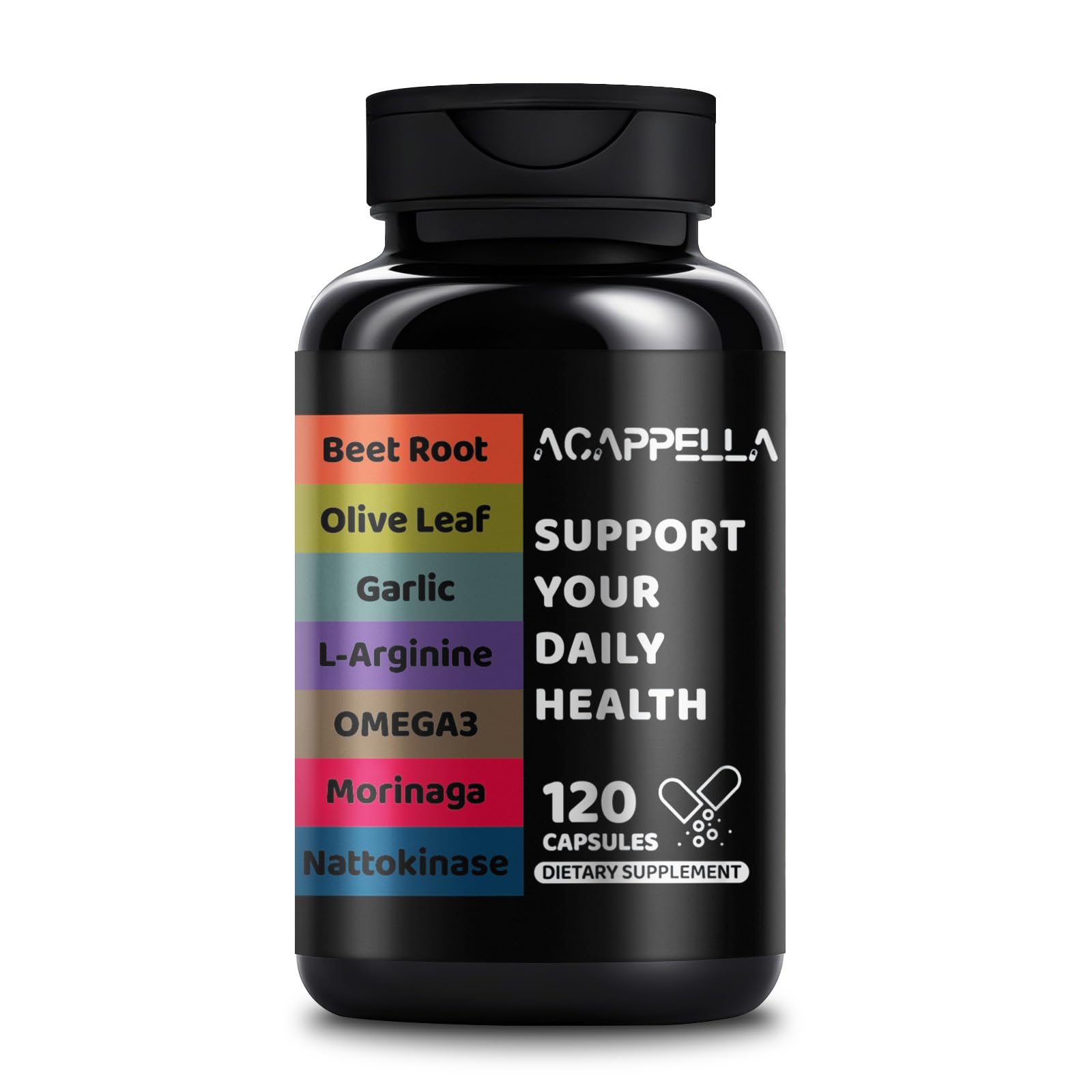 ACAPPELLA Moringa Capsules with Beet Root Capsule Olive Leaf Garlic L-Arginine Omega 3 Nattokinase Supplement - 120 Count ACAPPELLA buy supplements canada