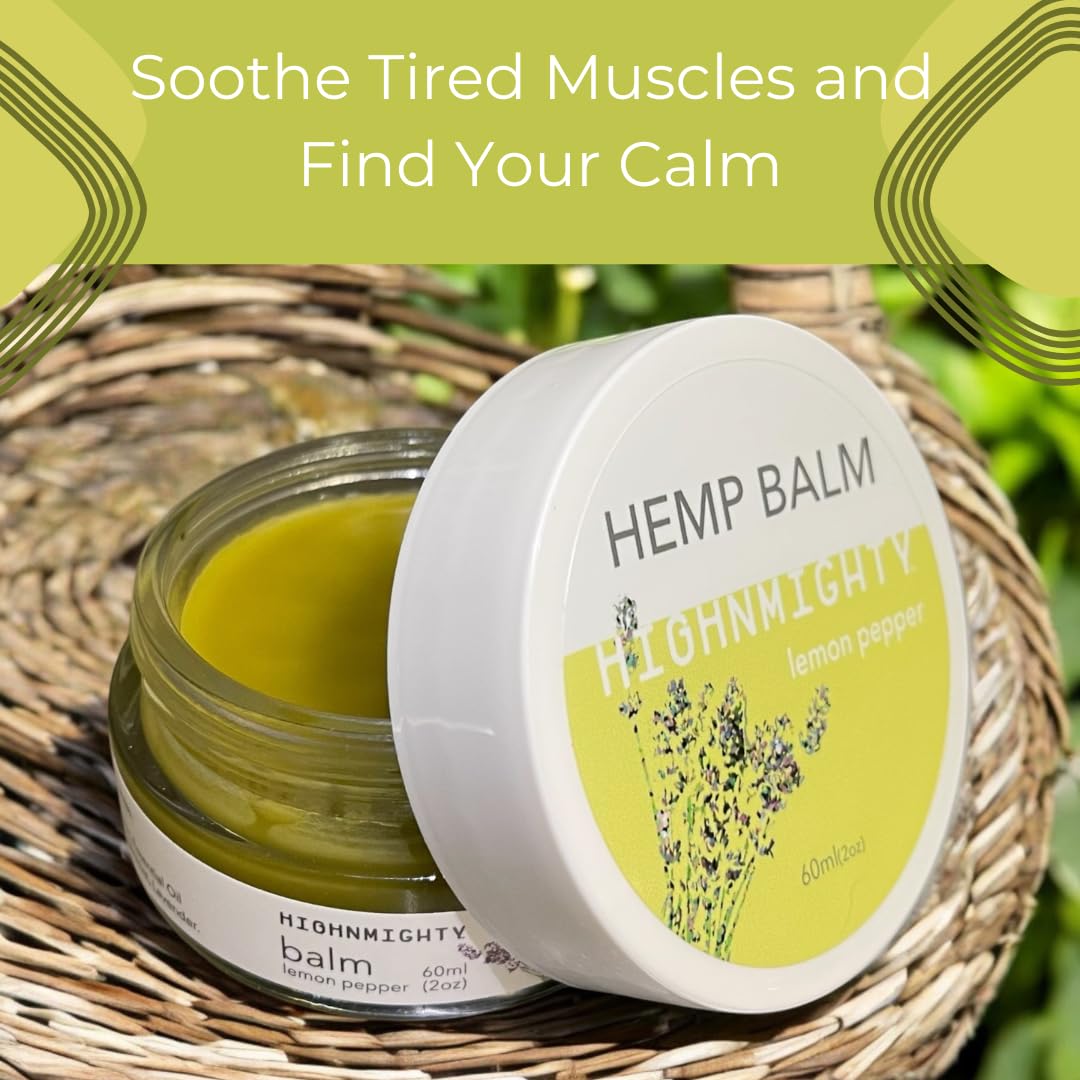 Highnmighty Maximum Strength Lemon Pepper Hemp Balm Salve | Daytime Relief, Relaxing, Natural, Fast-Acting Topical Cream for Muscle Joint Back Knee Shoulder Neck Elbow Hand Foot Relief, 60ml (2oz) Highnmighty buy supplements canada