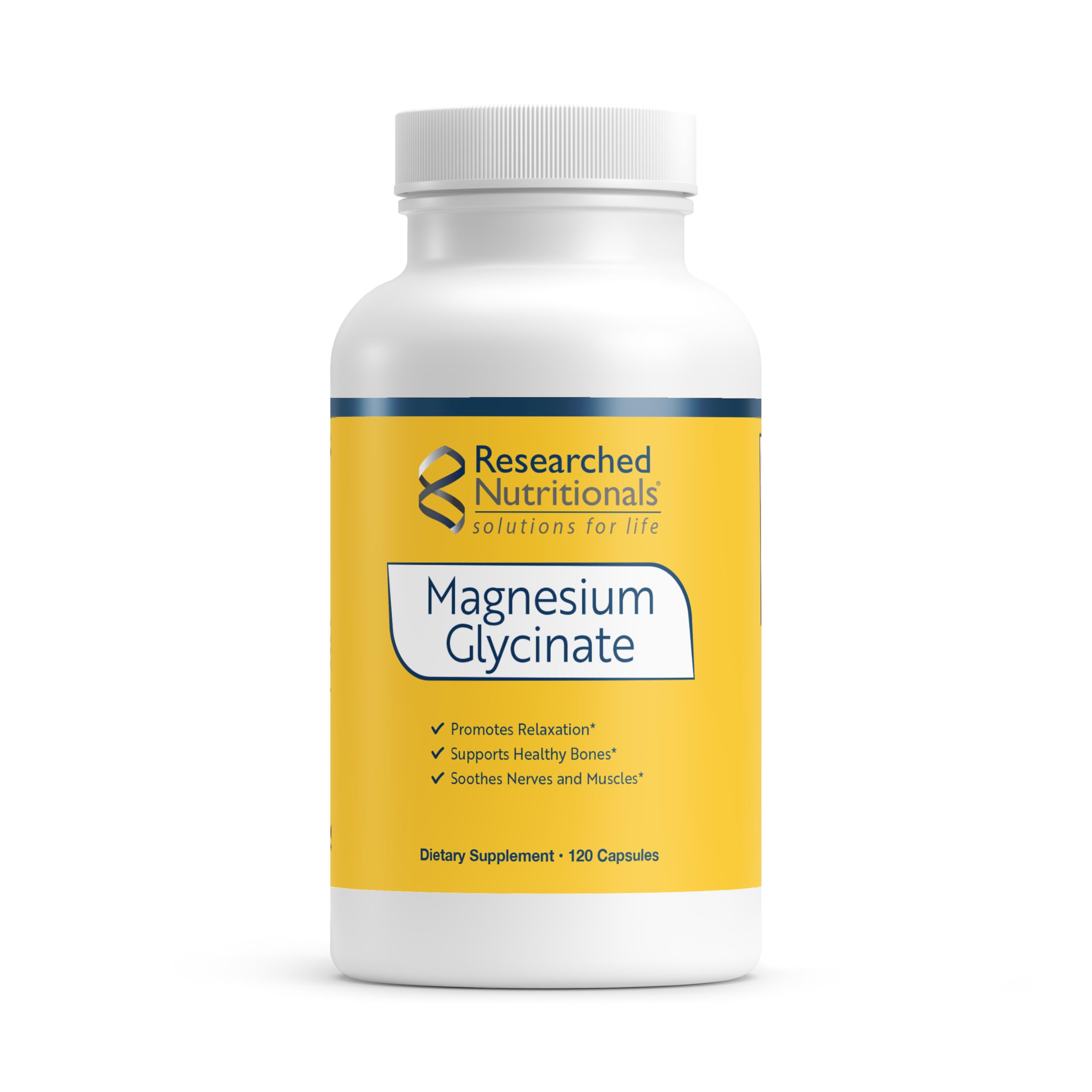 Researched Nutritionals Magnesium Glycinate Capsules - 125mg High Absorption Magnesium Glycinate Supplement to Support Healthy Bones and Energy Production - Vegan & Non-GMO (120 Capsules) Researched Nutritionals buy supplements canada
