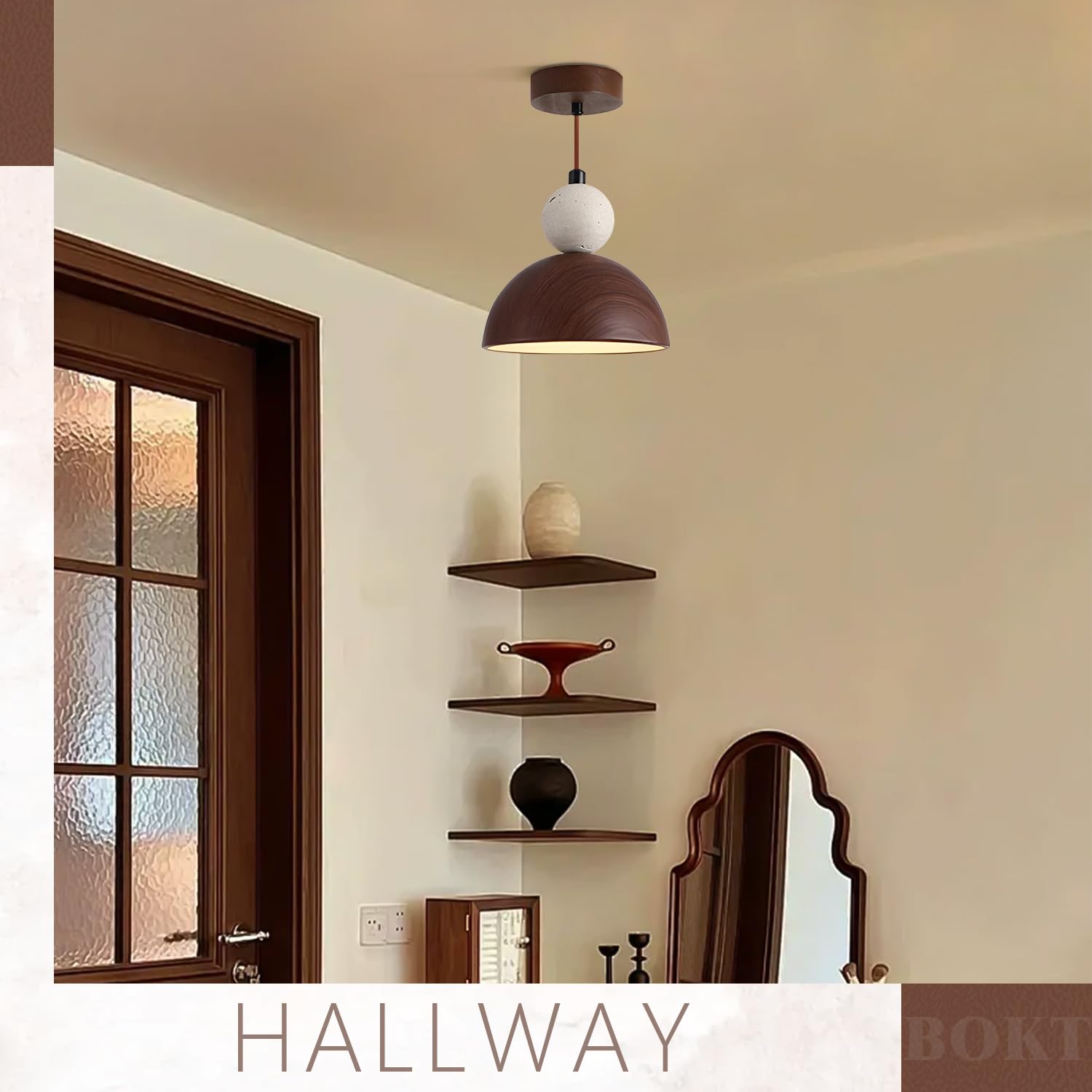 BOKT Wabi Sabi Pendant Light Nordic LED Ceiling Hanging Light Modern Natural Stone Pendant Light Adjustable Dimmable Walnut Mini Chandelier for Dining Room Living Room BOKT buy supplements canada