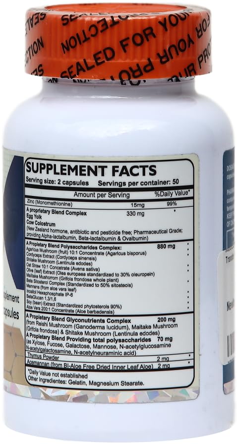 Transfer Factor Enhanced, 100 Natural Capsules, Immune Support - Transfer Factor Multi Immune from Cow Colostrum, Egg Yolk & Special Blend of Mushrooms Dislafarm buy supplements canada