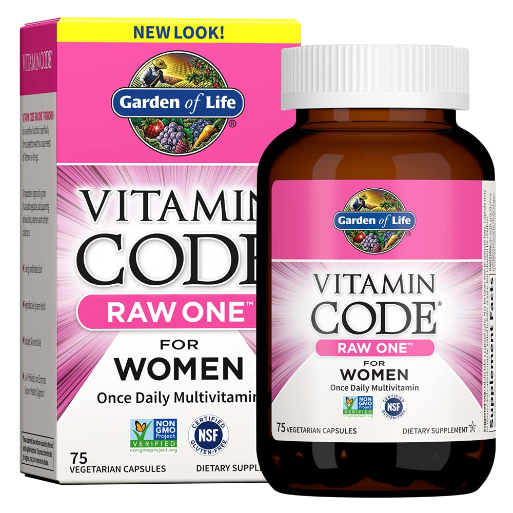 Garden of Life Vitamin Code Raw One for Women, Once Daily Women's Multivitamin - 75 Capsules, One a Day Vitamins Whole Food Iron, Garden of Life buy supplements canada
