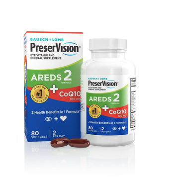 PreserVision AREDS 2 Eye Vitamins with CoQ10 for Heart Health, #1 Eye Doctor Recommended Brand, Lutein and Zeaxanthin Supplement with Vitamin C & E, Zinc, and Copper, 80 Softgels PreserVision buy supplements canada