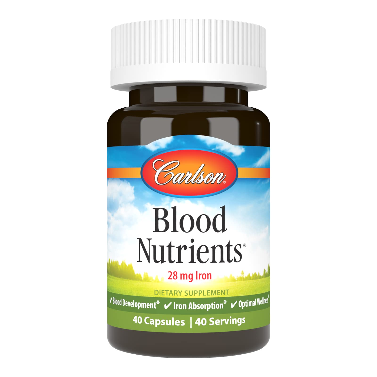 Carlson - Blood Nutrients, 28 mg Iron, Blood Development, Iron Absorption & Optimal Wellness, 40 Capsules Carlson buy supplements canada