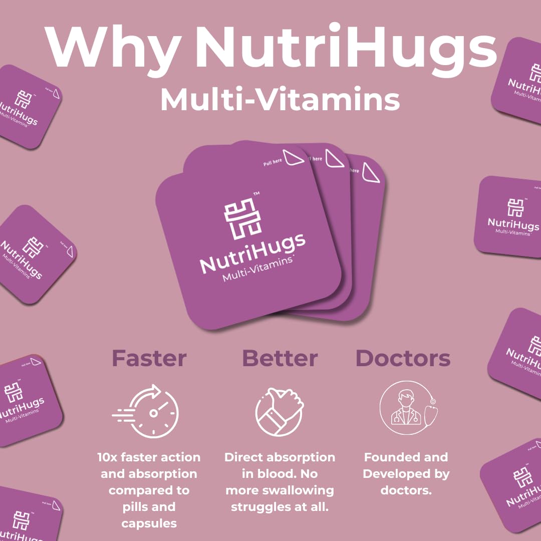 NutriHugs Daily Multivitamin Dissolving Strips - Vitamins A, B-Complex, C, D3 and K2 - 11 Essential Vitamins & Minerals - Vegan, Sugar-Free, Fast-Absorbing Oral Thin Film - Doctor-Founded - 30 Count MedHugs buy supplements canada