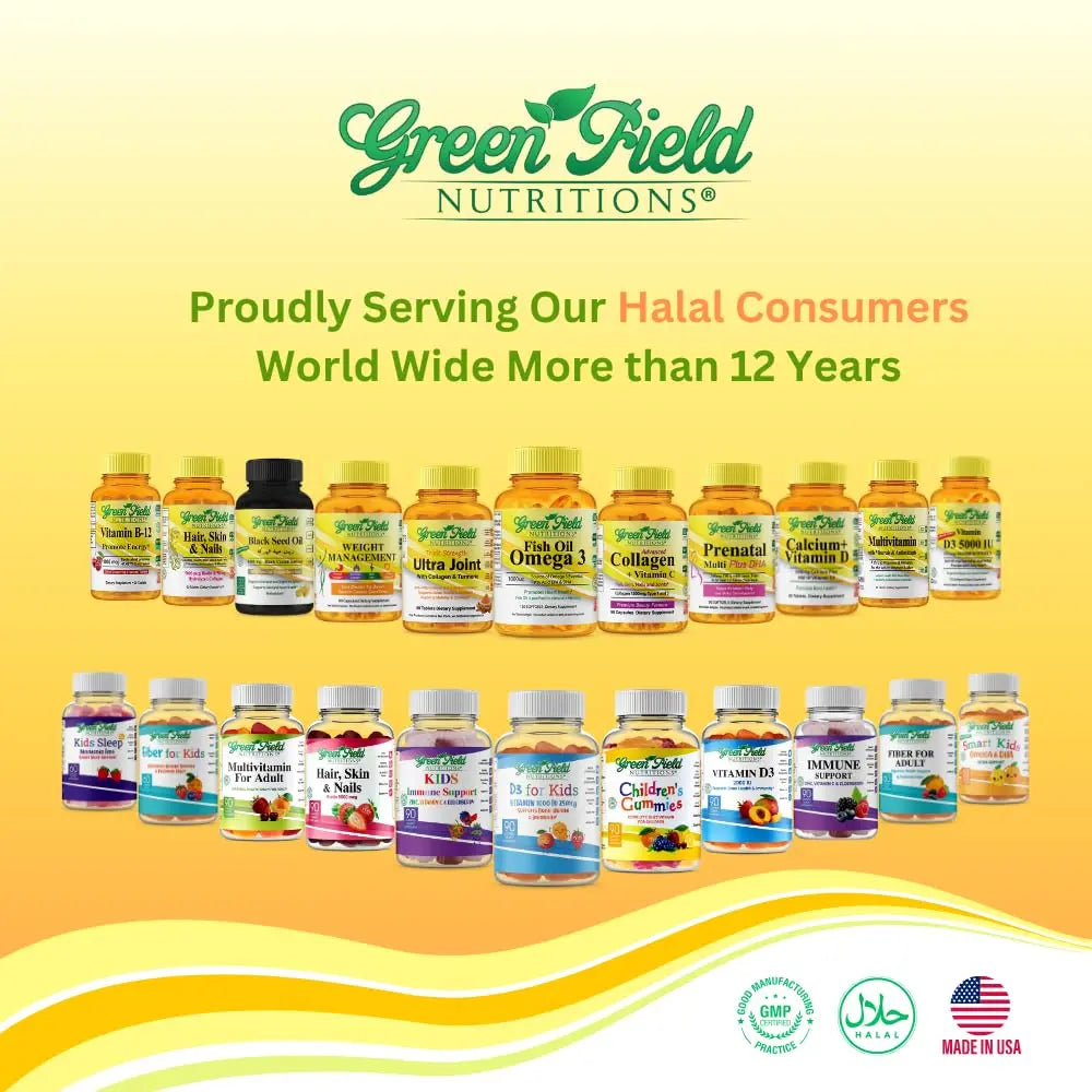 Greenfield Nutritions Halal Multivitamins for Women and Men - 60 Gelatin Free Multivitamin Tablets with 27+ Vitamin Minerals, A, B12, C, D3, Iron and Zinc GREEN FIELD NUTRITIONS buy supplements canada