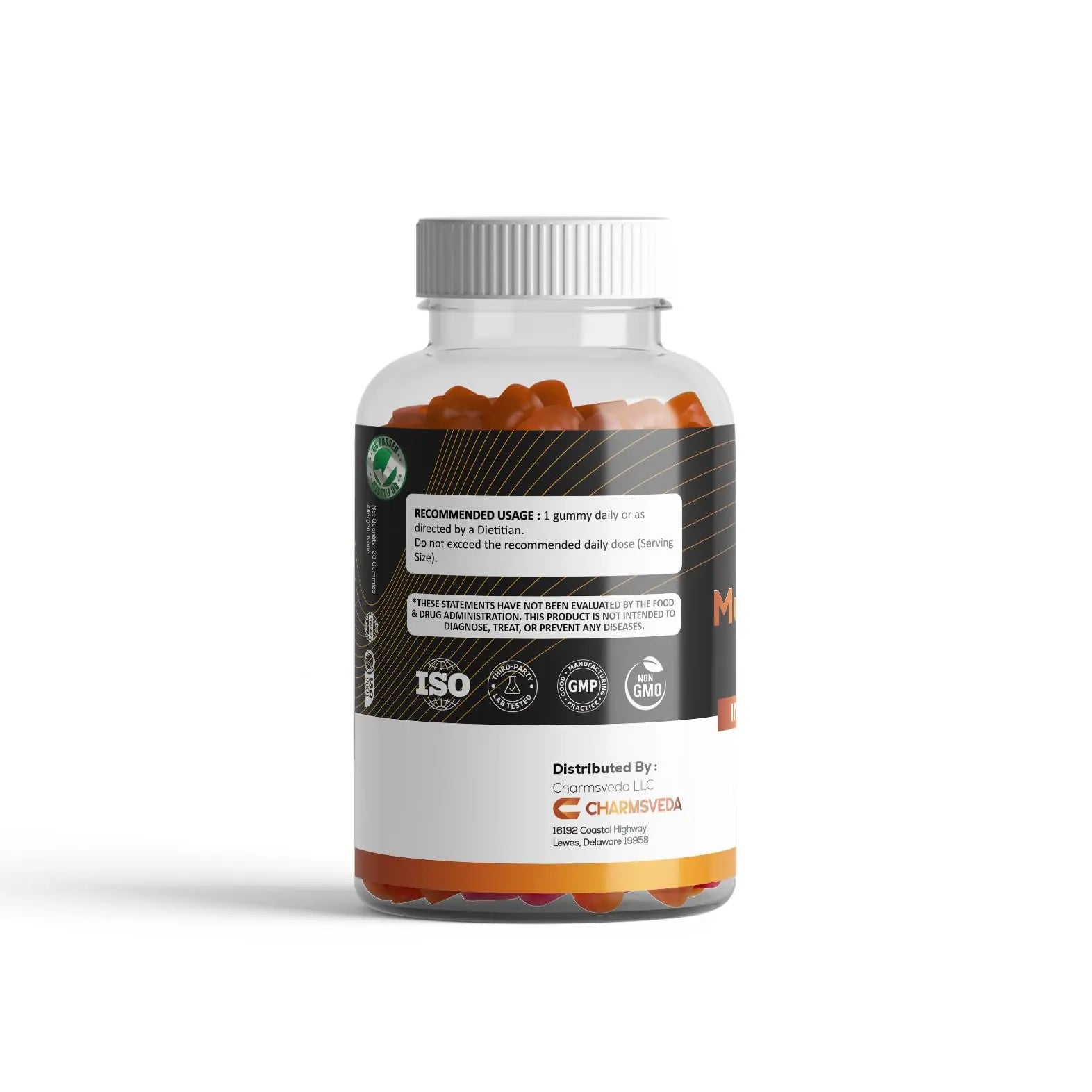 CHARMSVEDA Multivitamin Gummies – Energy, Immunity & Overall Wellness with DHA, Vitamin C, Zinc & Antioxidants – Orange Flavour – 30 Gummies CHARMSVEDA buy supplements canada