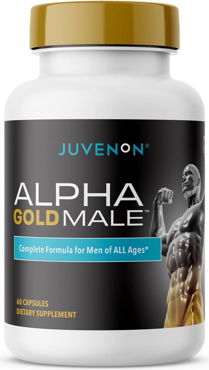 Juvenon Alpha Gold Male Testosterone Booster for Men - T-Support & Male Vitality with KSM-66 Ashwagandha + Fenugreek + Boron Citrate + Saw Palmetto, Non-GMO Vegetarian Capsules Juvenon buy supplements canada
