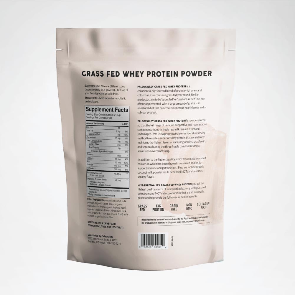 Paleovalley 100% Grassfed Whey Protein Powder with Colostrum, 30 Serving - Vanilla, 13g Protein, Muscle Building, Immune Support, Gut Health Paleovalley buy supplements canada