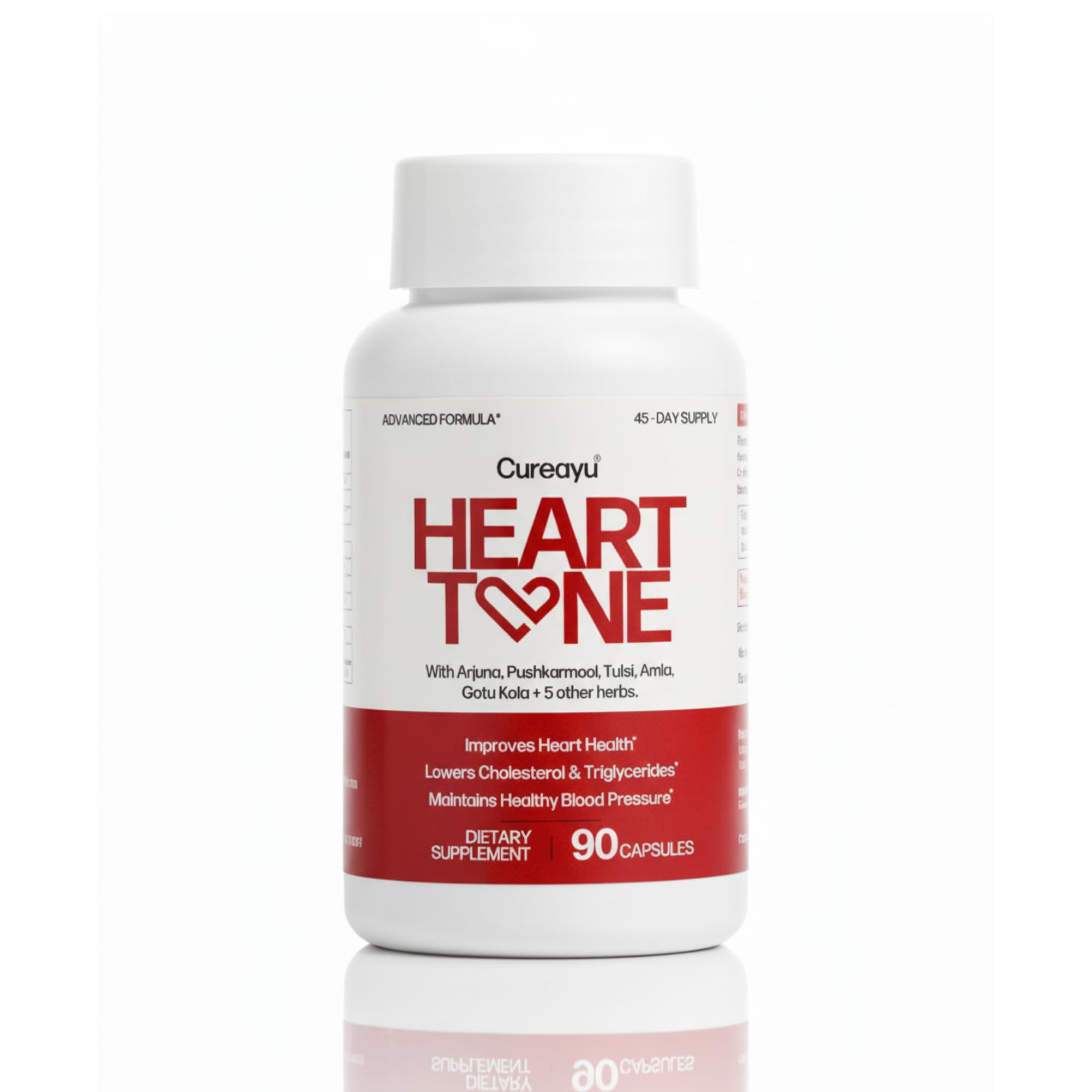 Cureayu Heart Tone Capsules | Natural Heart Health Supplement | Supports Healthy Cholesterol & Triglycerides Levels | with Arjuna, Pushkarmool + 8 Other Herbs | 90 Capsules Cureayu buy supplements canada