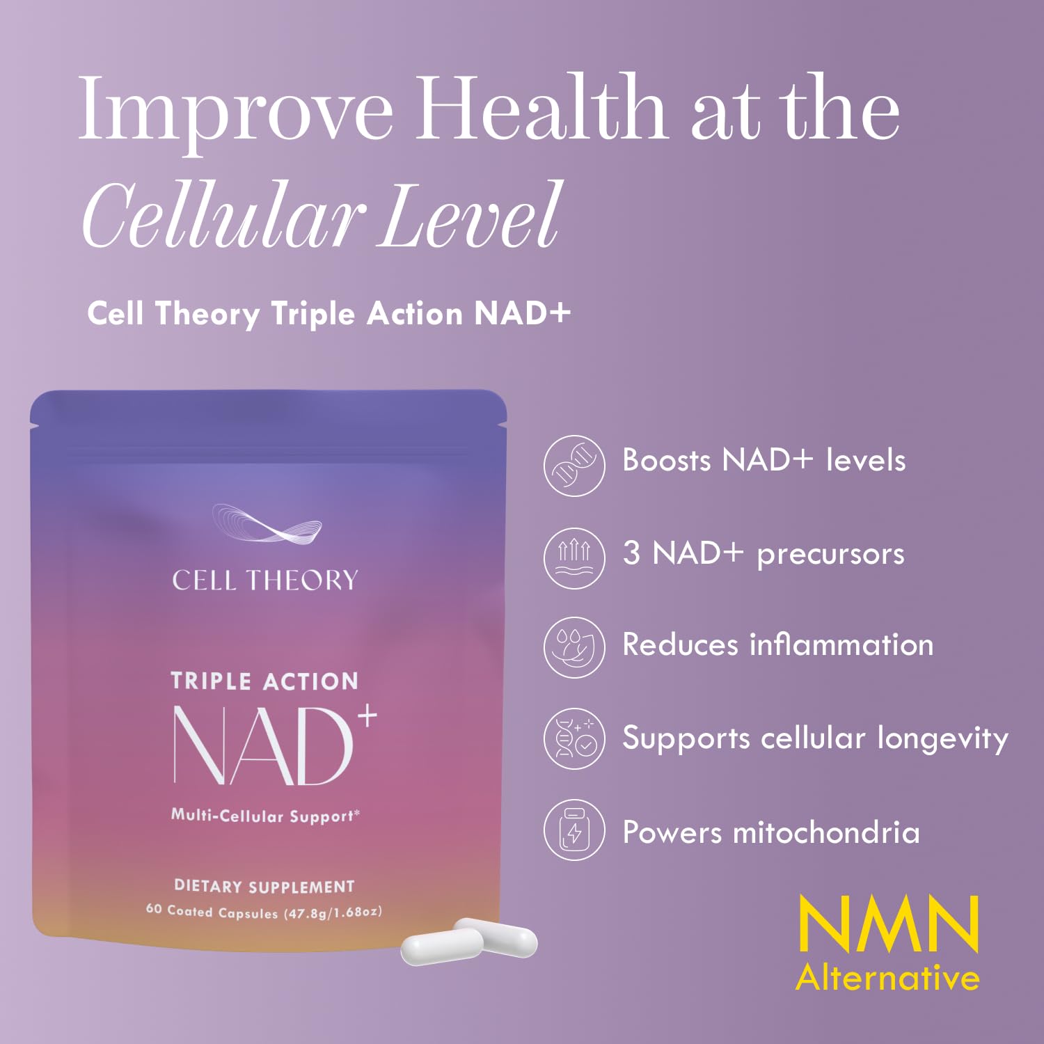 Cell Theory NAD+ Supplement – Triple Action Liposomal NAD+ & NADH Formula for Cellular Energy, Mitochondrial Support, and Longevity, Developed by Dr. Halland, 60 Capsules (30-Day Supply) Cell Theory buy supplements canada