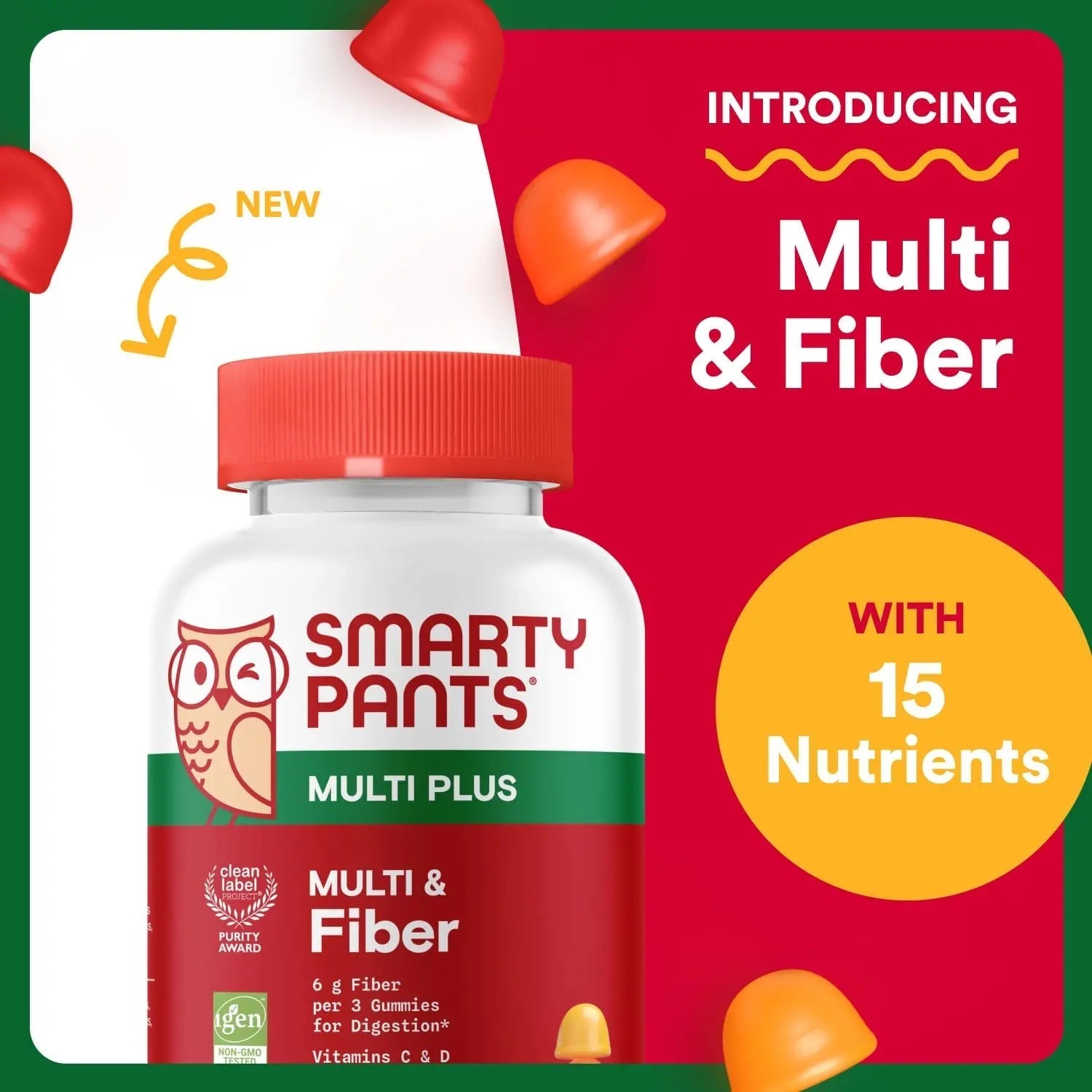 SmartyPants Fiber Supplement & Multivitamin for Men & Women - Improved Formula: Prebiotic Fiber Gummies with Omega 3 (DHA/EPA), Vitamin D3, C, Vitamin B12, B6, A, K & Zinc, 90 Count (30 Day Supply) SmartyPants buy supplements canada