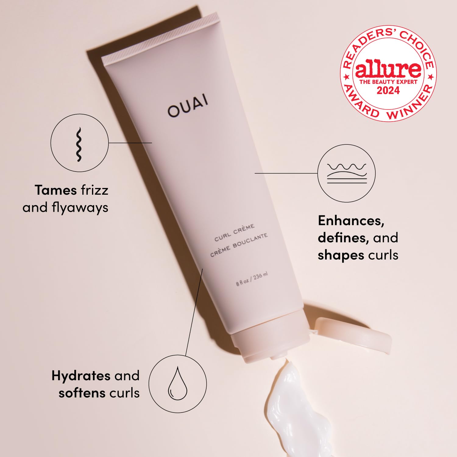 OUAI Curl Cream - Curl Defining Cream with Chia & Linseed Oil - Enhances Definition, Hydration & Shine - Tames Frizz & Protects from Humidity - Silicone-Free Curly Hair Products for Women (8 oz) OUAI buy supplements canada