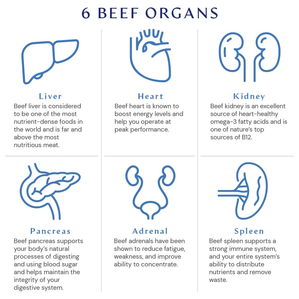 BodyHealth Organ+ Grass-Fed Glandular Organ Complex, Grassfed Beef Organ Supplement, Dessicated Beef Liver, Heart, Kidney, Pancreas, Spleen, Non GMO, Adrenal, Supplement, (150 Capsules) BodyHealth buy supplements canada