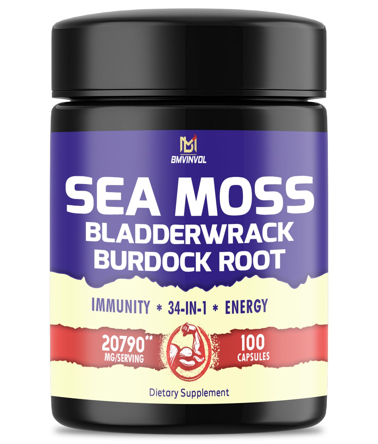 BMVINVOL 100 Capsules - Sea Moss Capsules 20790mg with Bladderwrack, Burdock BMVINVOL buy supplements canada