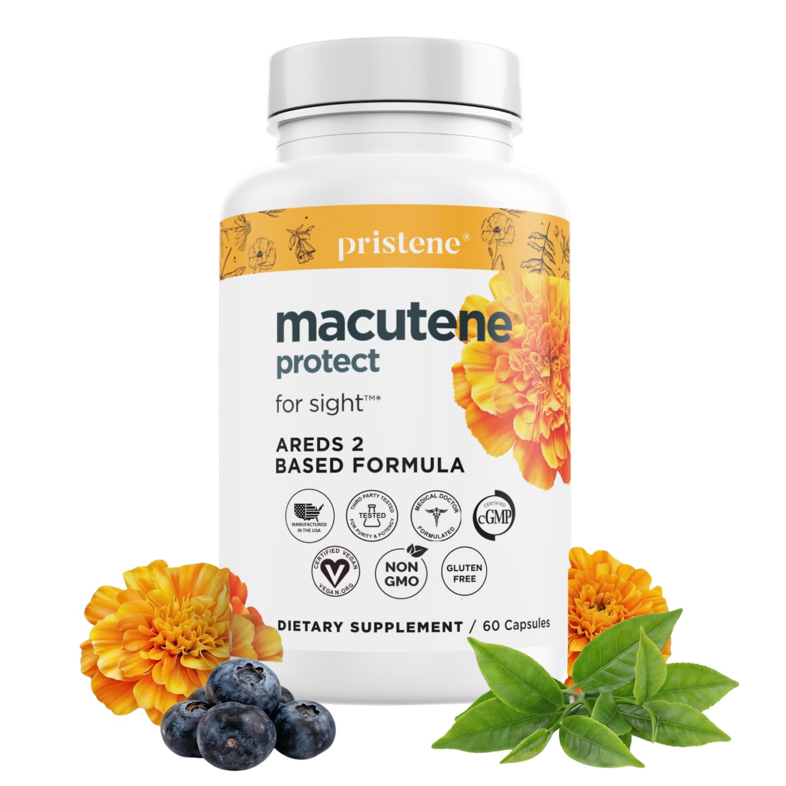 Macutene Protect Eye Vitamins for Macular Support Areds 2 with Lutein and Zeaxanthin Supplements (25mg/5mg) – Doctor Formulated Bilberry Supplement for Eyes, Lab Tested, Vegan (60 Capsules) Pristene buy supplements canada