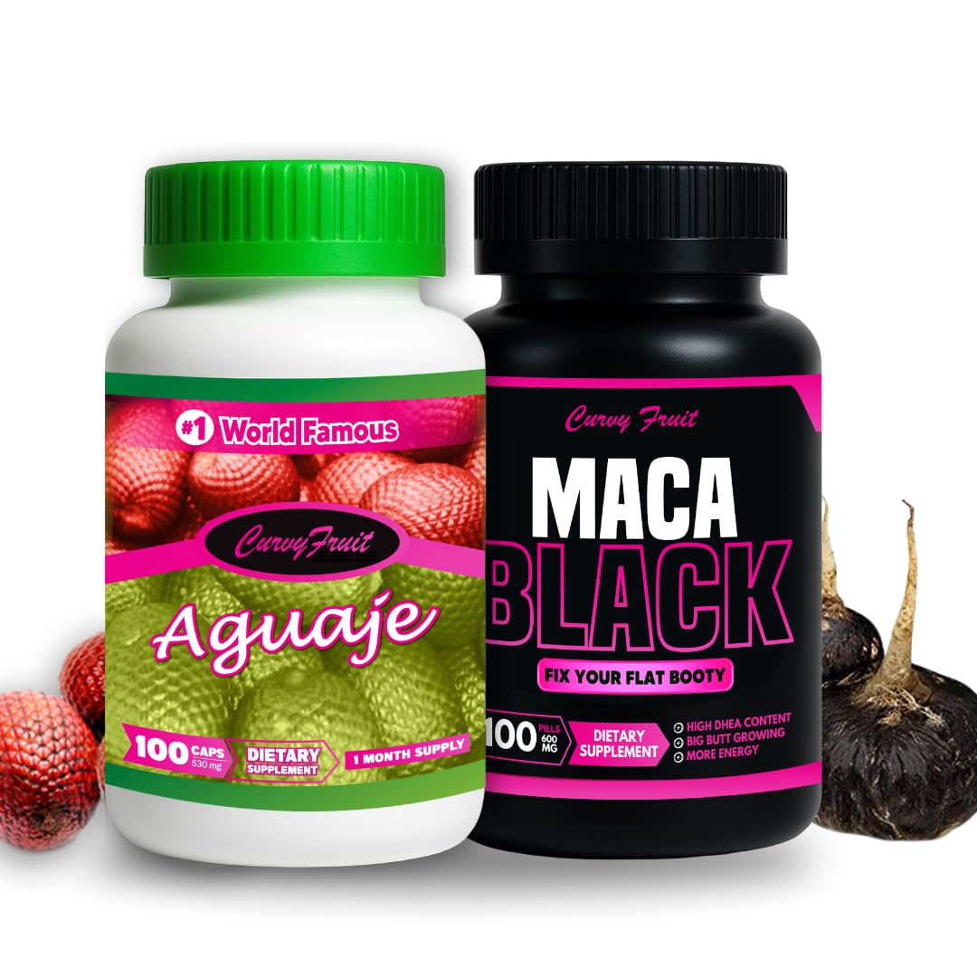 Maximum Booty Growth – Aguaje + Black Maca Pills for Women – Glute Volume Enhancer - Black Curvy Pack Curvy Fruit buy supplements canada