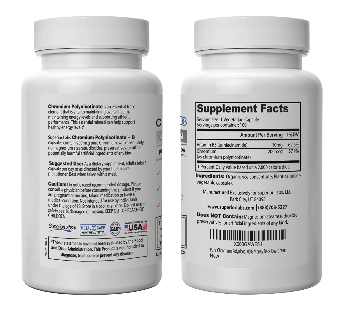 Pure Chromium Polynicotinate Supplement - Made in USA - 200mcg + Vitamin B3 for Optimal Superior Labs buy supplements canada
