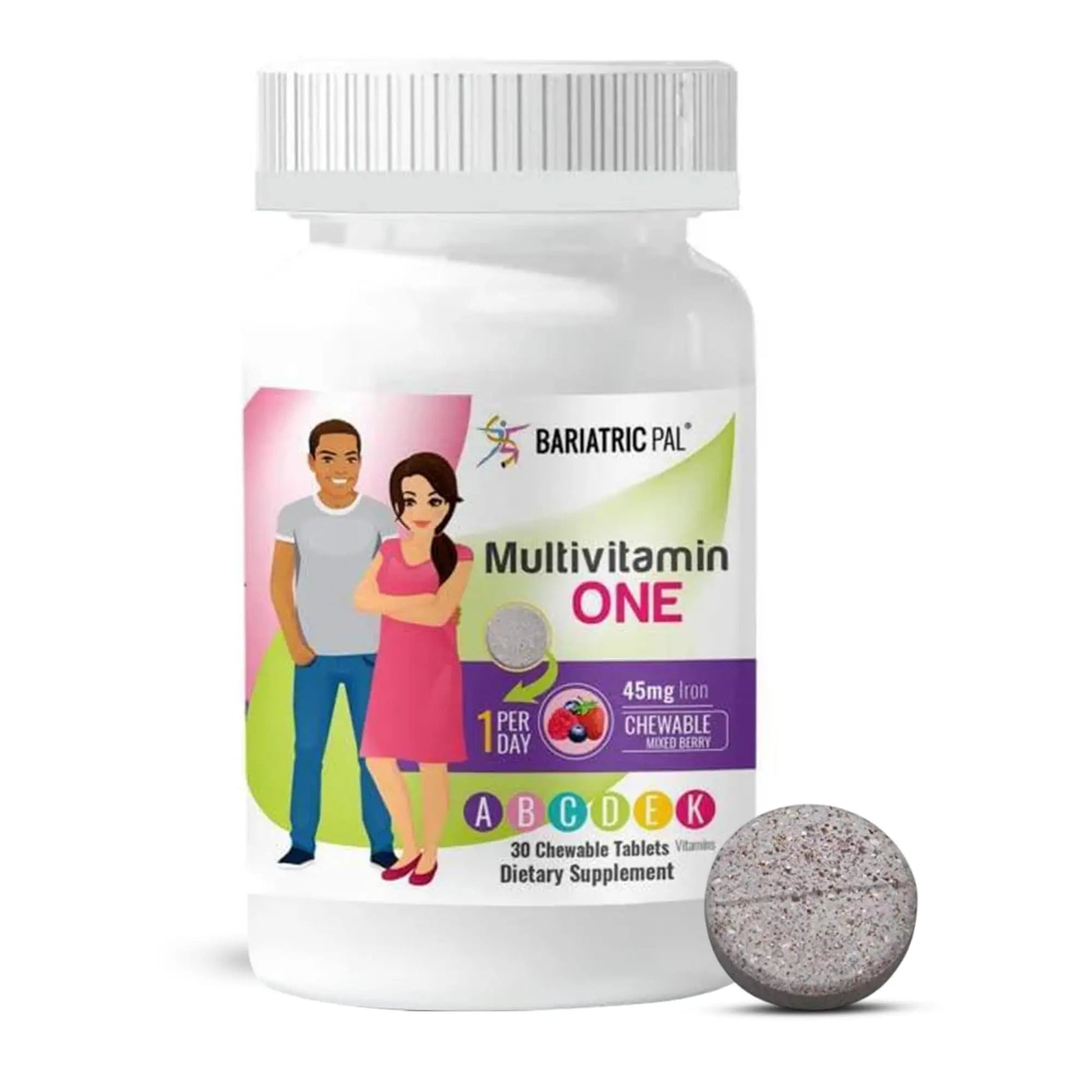BariatricPal Multivitamin ONE 1 per Day! Bariatric Multivitamin Chewable with 45mg Iron - Mixed Berry (30 Count) BariatricPal buy supplements canada