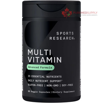 Sports Research® Multivitamin – Advanced Formula - 23 Essential Vitamins & Minerals with CoQ10 & Iodine - Daily Nutrient Support*- Non-GMO Tested & Gluten-Free -60 Veggie Capsules Sports Research buy supplements canada