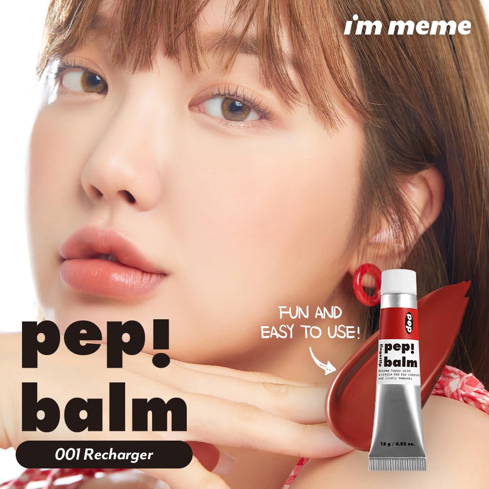 I'M MEME Lip and Cheek Tint - PepBalm 001 Recharger | Wtih Shea Butter, Gift, Liquid Blush, Travel-Friendly, Highly Pigmented, Non-Drying, Sheer Balm Gross Tint, 0.52 Oz I'M MEME buy supplements canada