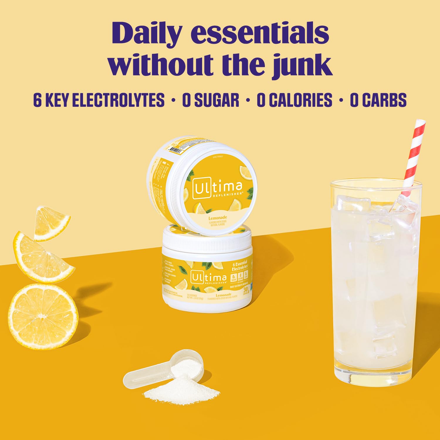 Ultima Replenisher Daily Electrolyte Powder Drink Mix – Lemonade, 30 Servings Canister – Zero Sugar Hydration Powder with 6 Electrolytes & Minerals Ultima Replenisher buy supplements canada