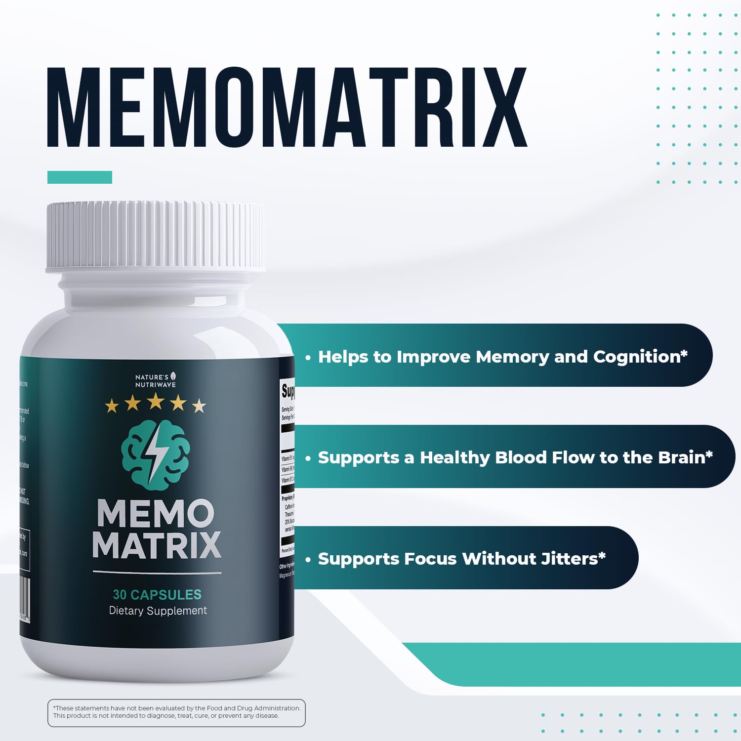 Nature’s NutriWave MemoMatrix – Daily Vitamin B1, B6, B12& Botanical Supplement with Bacopa, Rhodiola, Huperzia, L-Tyrosine & B-Vitamin Blend – Non-GMO Formula – 30 Capsules, 1 Month Supply Nature’s NutriWave buy supplements canada