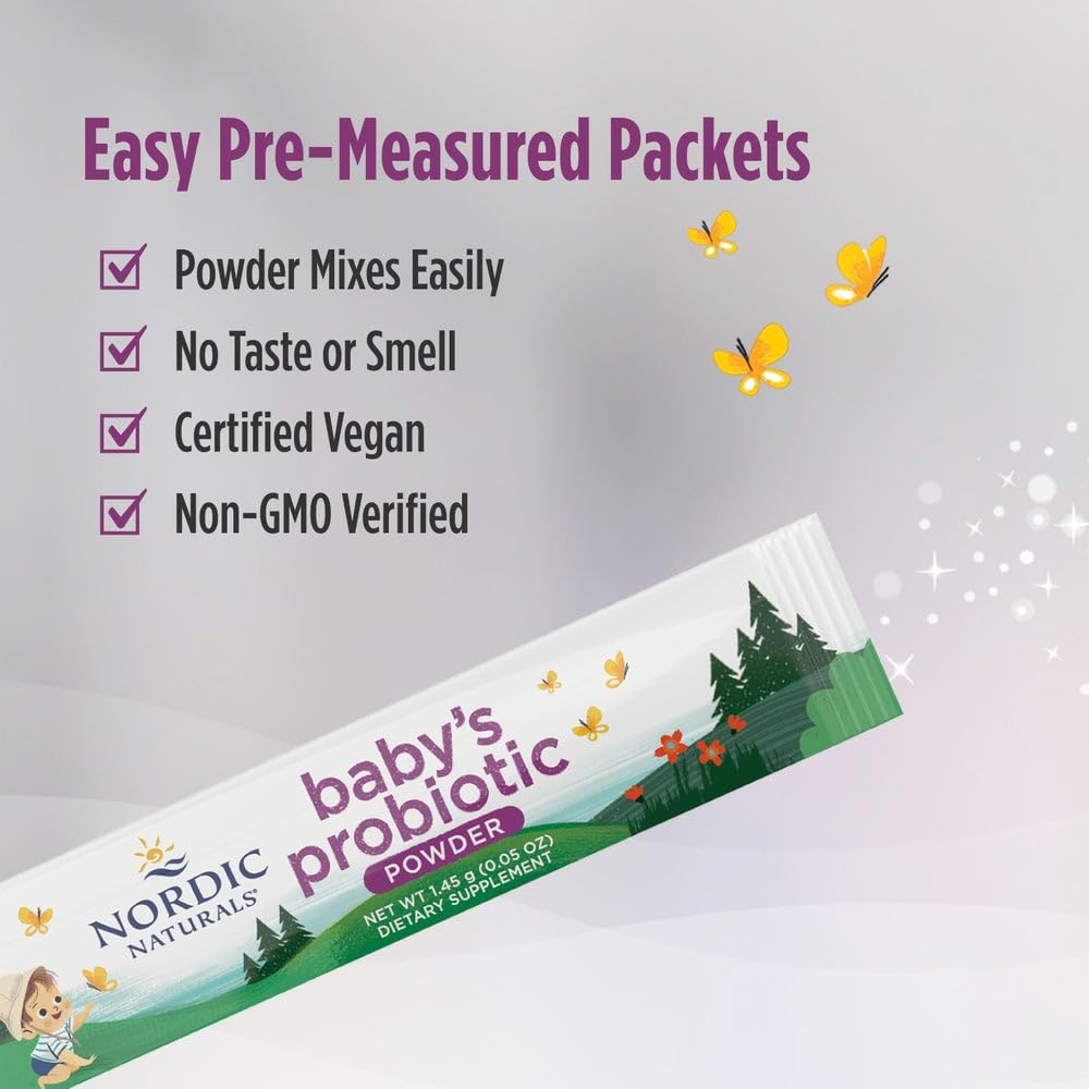 Nordic Naturals Children's Vegan Probiotic Powder Bundle - Baby’s Nordic Flora Probiotic Powder, Unflavored - 30 Packets - 4 Billion CFU Nordic Naturals buy supplements canada