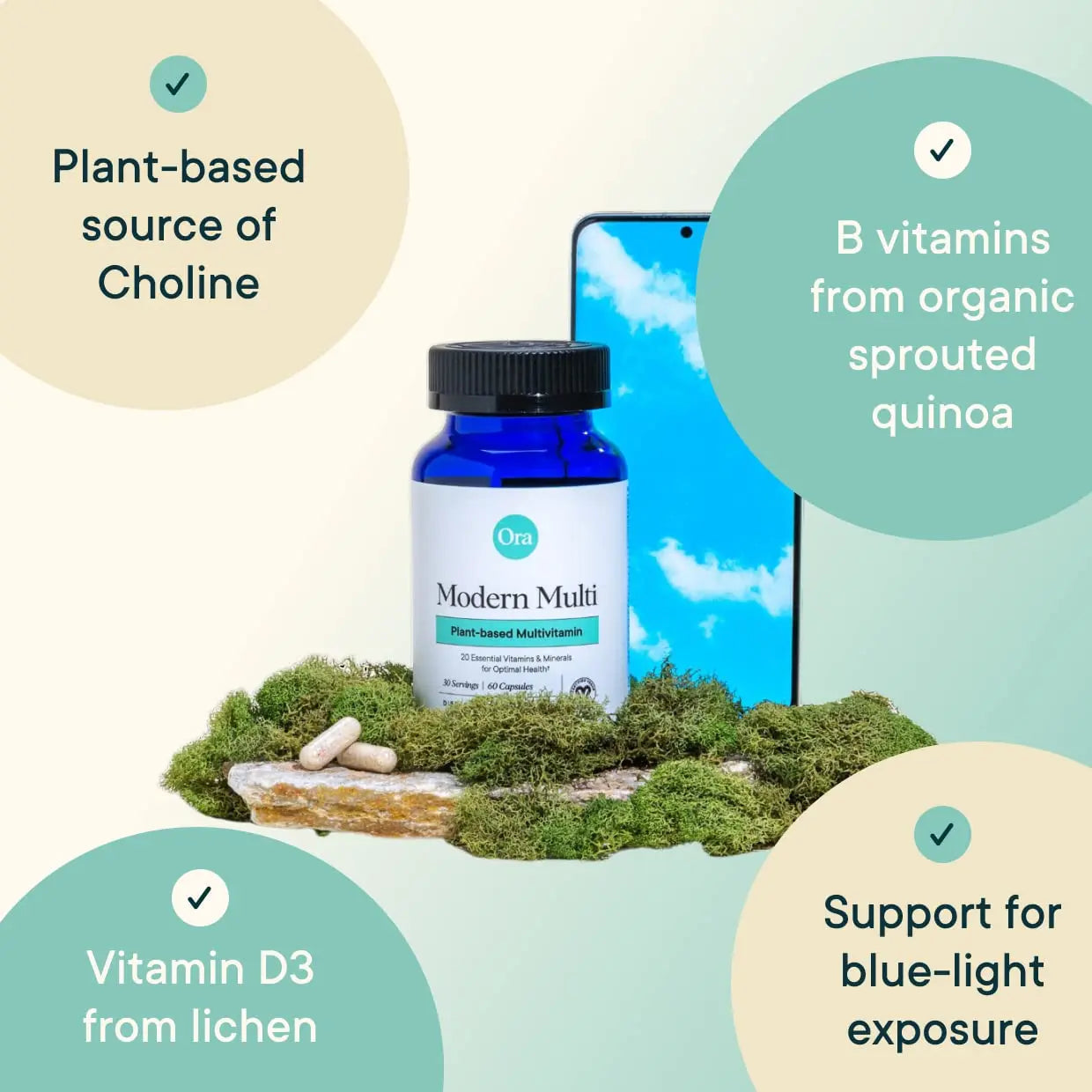Ora Organic Plant Based Multivitamin for Women and Men, Bluelight Protection - Brain, Eye, Energy, Immune, Skin, Hair, Heart Ora Organic buy supplements canada