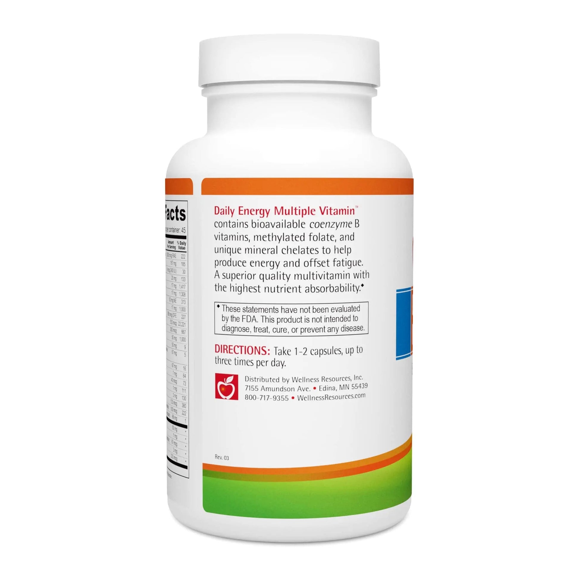 Wellness Resources Daily Energy Multiple Vitamin - 90 Capsules - Methylated Daily MTHFR Multivitamin Without Iron Wellness Resources buy supplements canada