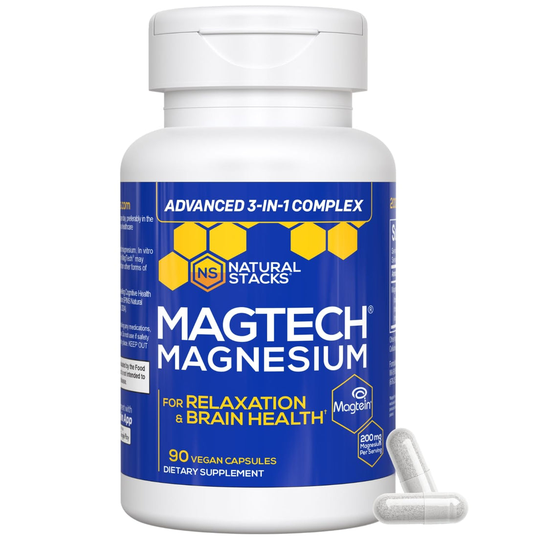MagTech Magnesium Complex for Women & Men - 3 Forms of Magnesium: Glycinate, Magtein L-Threonate & Taurate - 200mg Chelated Complex NATURAL STACKS buy supplements canada