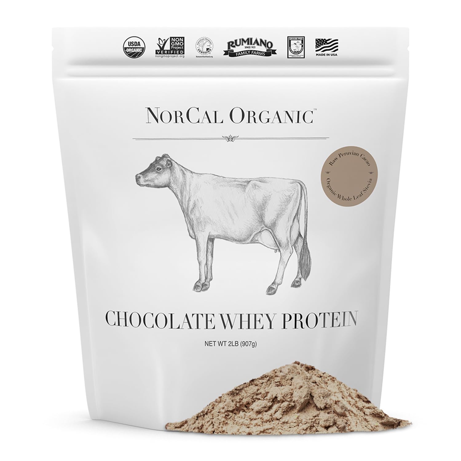 NorCal Organic Chocolate Whey Protein - 2lbs | 100% USA Grass-Fed, USDA Certified NorCal Organic buy supplements canada