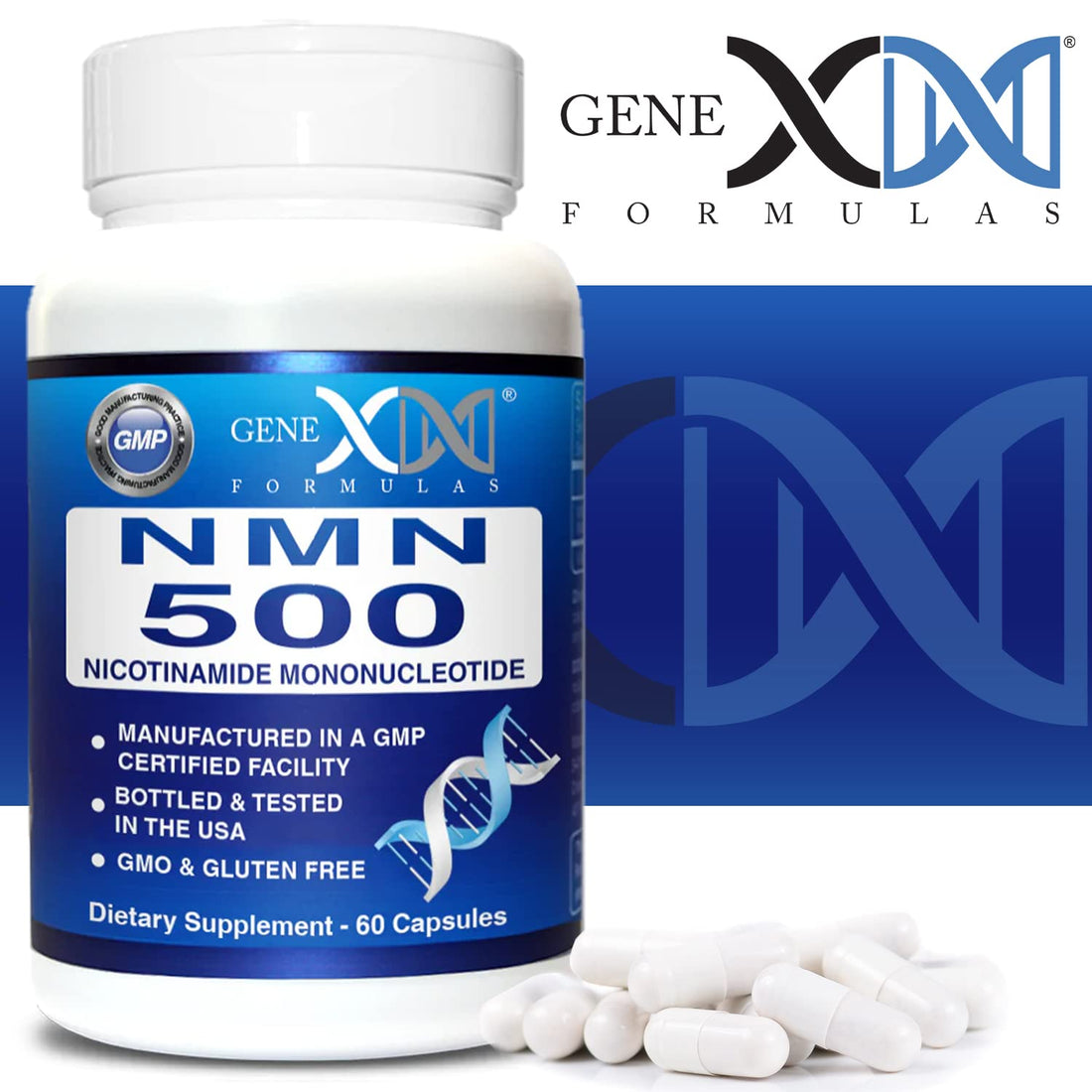 Genex Formulas NMN 500mg - 99% Pure Shelf Stabilized Supplement Capsules for Increased NAD Levels & Healthy Aging, GMP Certified, 500mg per Serving, 60 Capsules Genex Formulas buy supplements canada