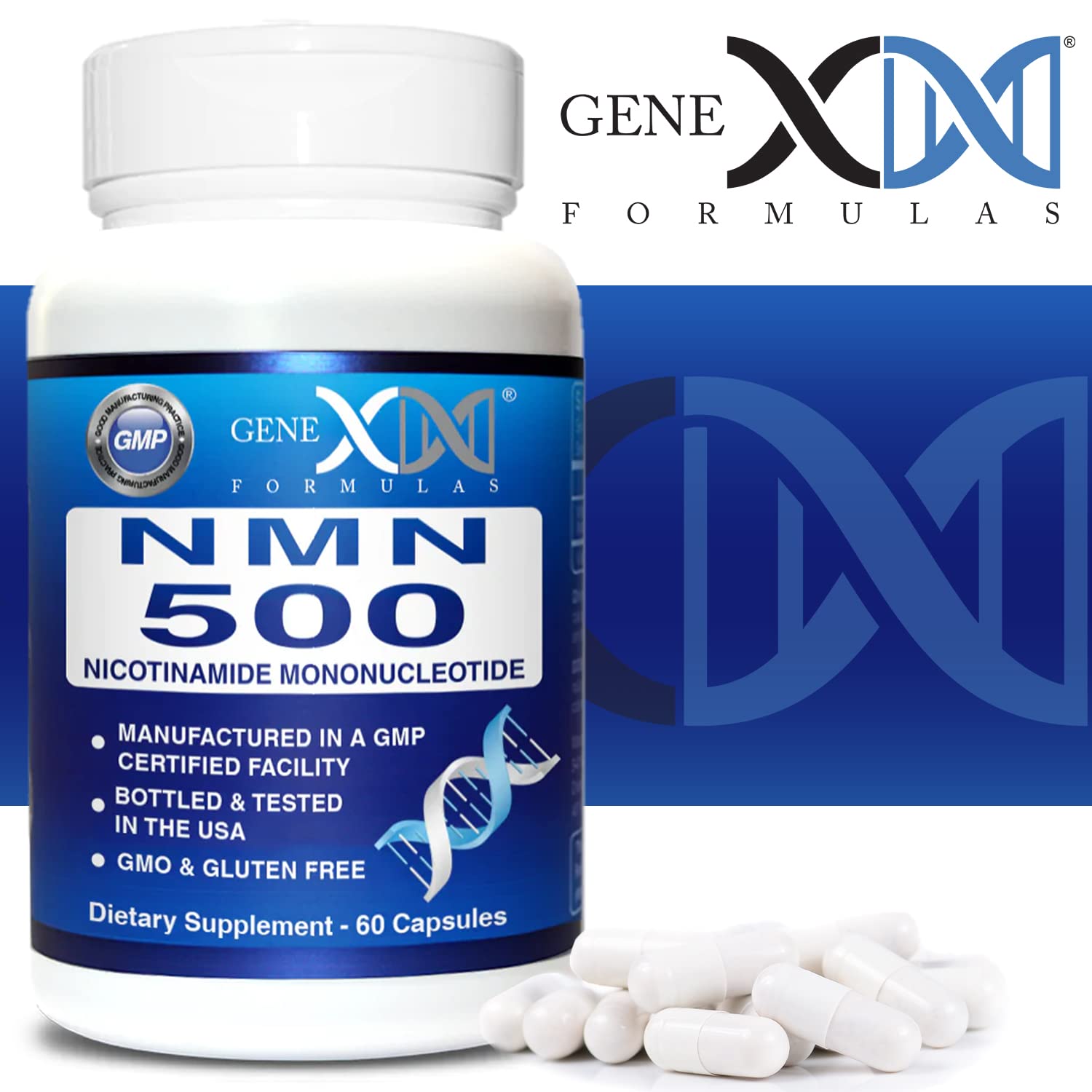 Genex Formulas NMN 500mg - 99% Pure Shelf Stabilized Supplement Capsules for Increased NAD Levels & Healthy Aging, GMP Certified, 500mg per Serving, 60 Capsules Genex Formulas buy supplements canada
