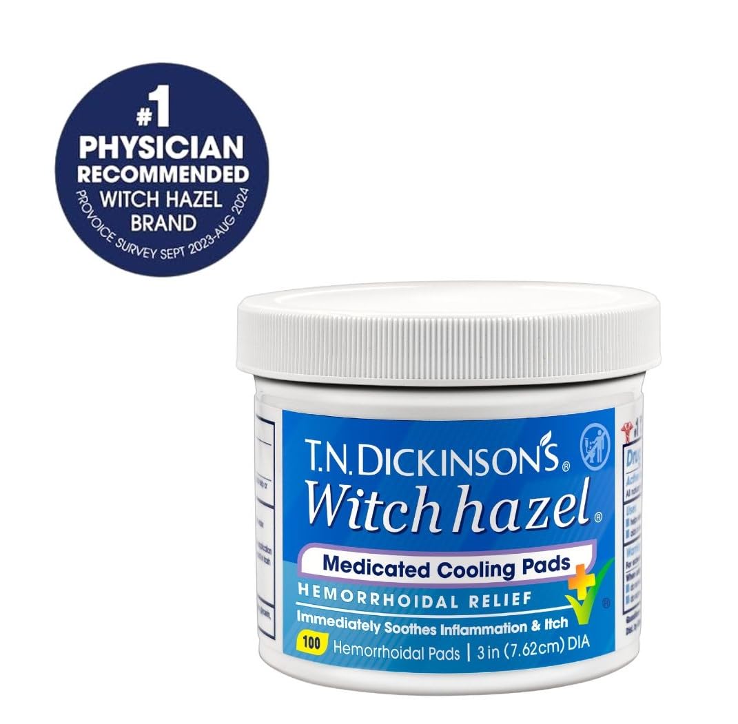 T.N. Dickinson’s Medicated Cooling Pads with Witch Hazel and Aloe | Hemorrhoid Treatment, Postpartum Care, Feminine & Rectal Relief | 100 Rounds T.N. Dickinson's buy supplements canada