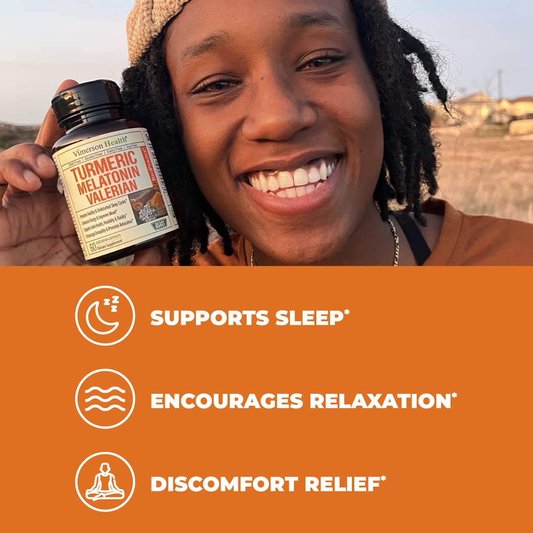Turmeric, Melatonin & Valerian Root Sleep Aid Supplement. Natural Sleep Aid for Adults Vimerson Health buy supplements canada