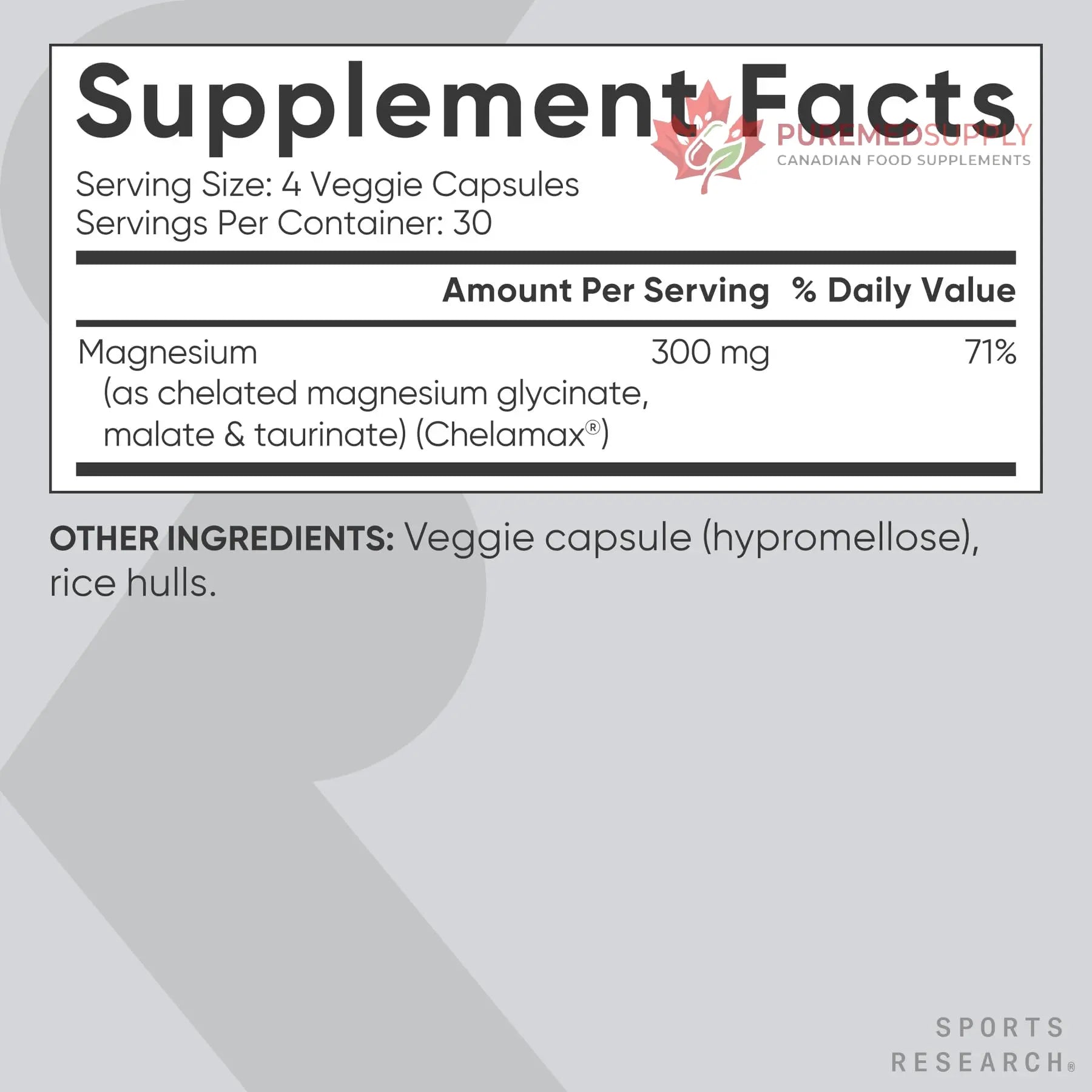 Sports Research® Chelated Triple Magnesium Complex with Glycinate, Taurinate & Malate (Chelamax®) for Enhanced Bioavailability* - 300 mg per Serving, Non-GMO, Certified Vegan, 120 Veggie Capsules Sports Research buy supplements canada