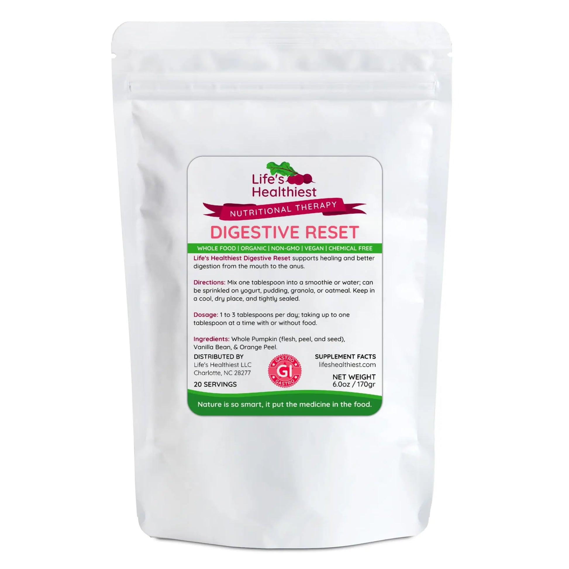 Life's Healthiest Digestive Reset Whole Food Therapy Powder Blend - 100% bioavailable nutrients from Whole Food. Organic, Plant-Based, Non-GMO, Clean and raw. 60 Servings. The Beet Lady buy supplements canada
