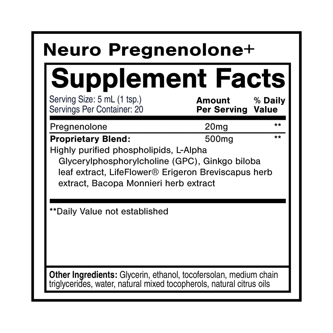 Quicksilver Scientific Neuro Pregnenolone+ - Brain Support Supplement for Neurological Health - Neuroactive Ingredients - Rapid Absorption - Vegan, Sugar-Free & Gluten-Free - 3.38 fl oz (20 Servings) Quicksilver Scientific buy supplements canada