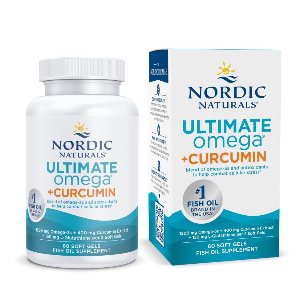 Nordic Naturals Omega Curcumin, Lemon - 60 Soft Gels - 1200 mg Omega-3 + 400 mg Optimized Curcumin - Combats Cellular Stress - Non-GMO - 30 Servings Nordic Naturals buy supplements canada