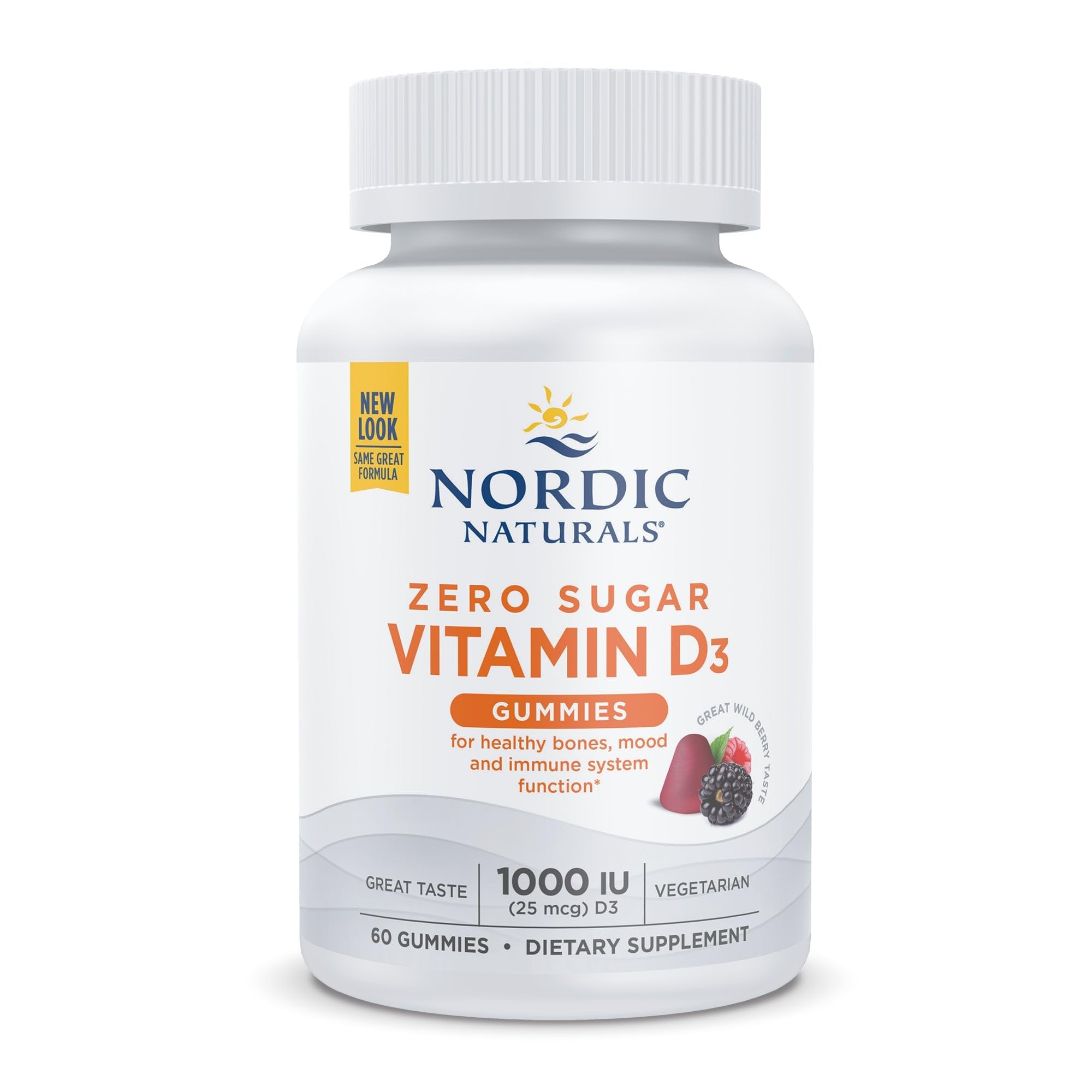 Nordic Naturals Zero Sugar Vitamin D3 Gummies, Wild Berry - 60 Gummies - 1000 IU Vitamin D3 - Great Taste - Healthy Bones, Mood & Immune System Function - Non-GMO - 60 Servings Nordic Naturals buy supplements canada