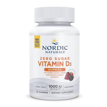 Nordic Naturals Zero Sugar Vitamin D3 Gummies, Wild Berry - 60 Gummies - 1000 IU Vitamin D3 - Great Taste - Healthy Bones, Mood & Immune System Function - Non-GMO - 60 Servings Nordic Naturals buy supplements canada