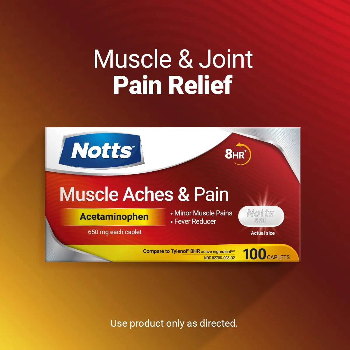 NOTTS Muscle Aches & Pain Acetaminophen 650 mg, 100 Count NOTTS buy supplements canada