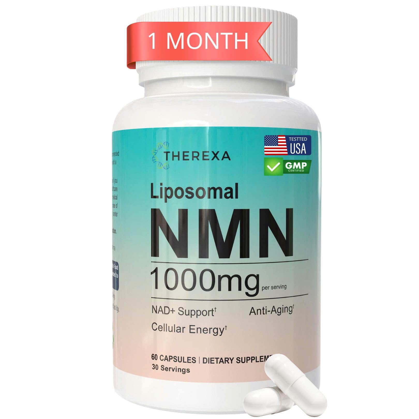 NMN Supplement 1000mg Pure - Liposomal NMN for NAD+ Supplement, Tested in USA, 60 Capsules THEREXA buy supplements canada